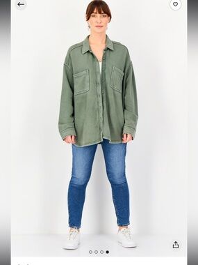 Aerie lumberJane shirt jacket Women Solid Long Sleeve, Sage Green oversized XS